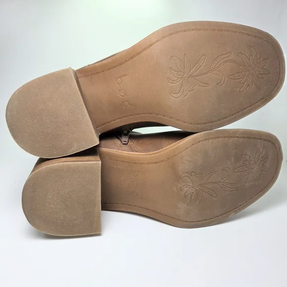 B.O.C. Finn Tan Caramel Faux Leather Chelsea Bootie Zip Stacked Block Heel W 6 - Picture 12 of 16